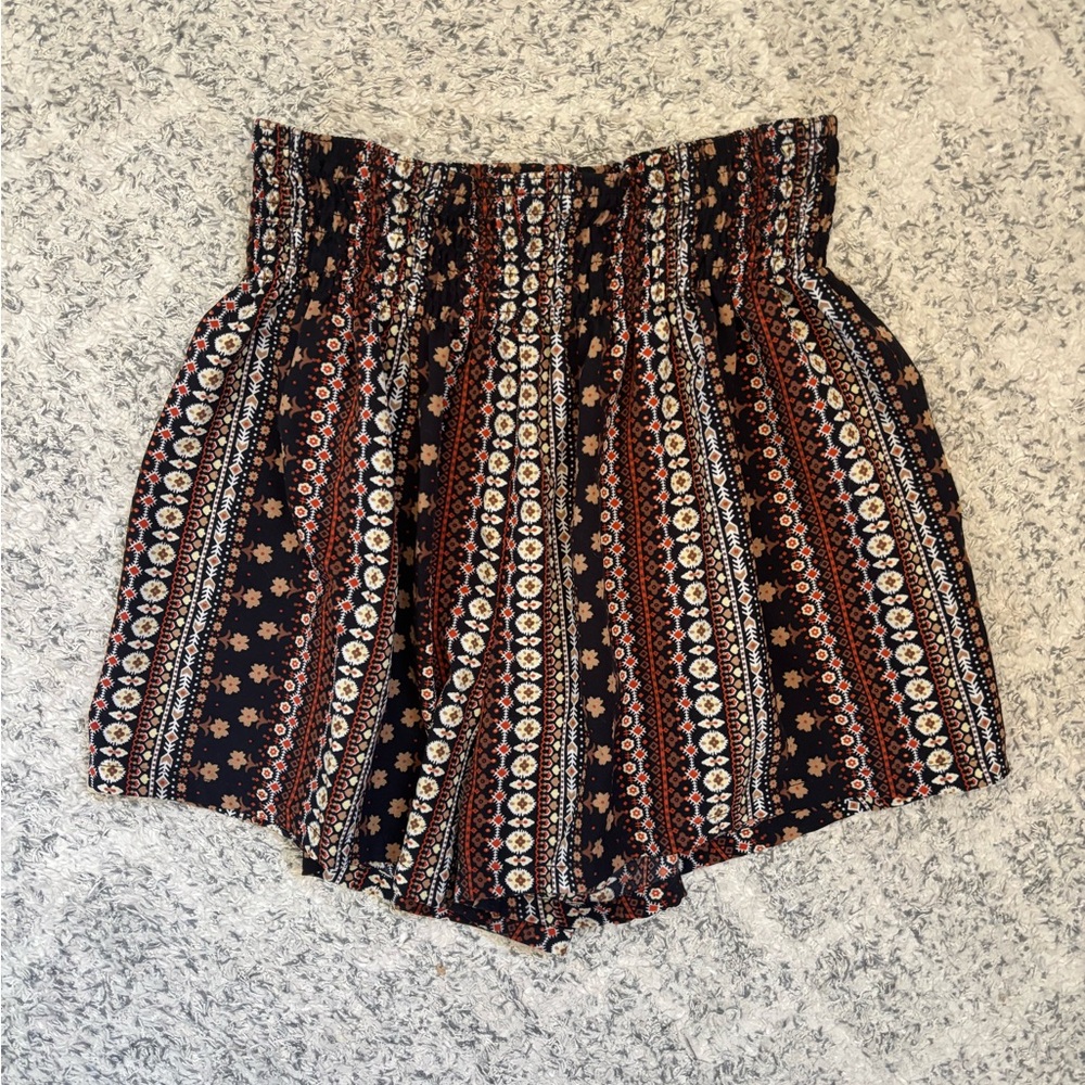 Boho Stripe High-Waisted Shorts